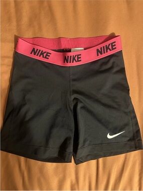 Nike Black Bike Shorts with Pink Branded Waistband